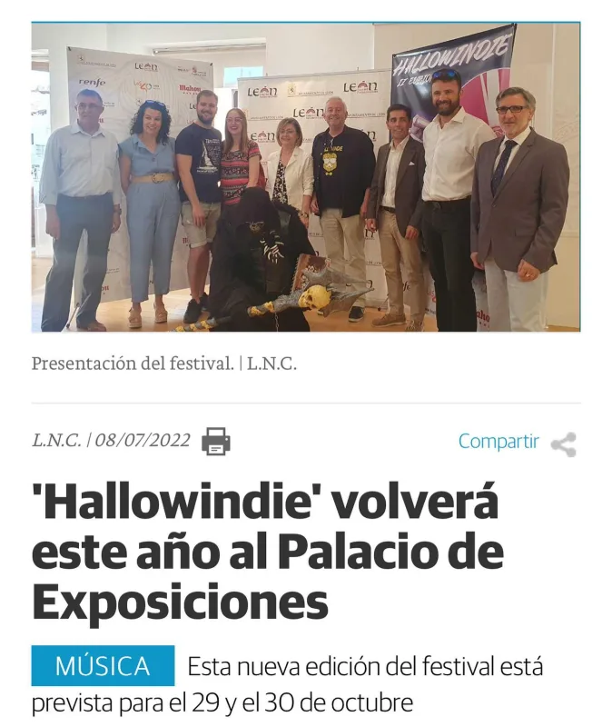 A principios de verano salimos en la prensa leonesa anunciando el @hallowindiemusicfestival 🙌🏻 y a poquitos…