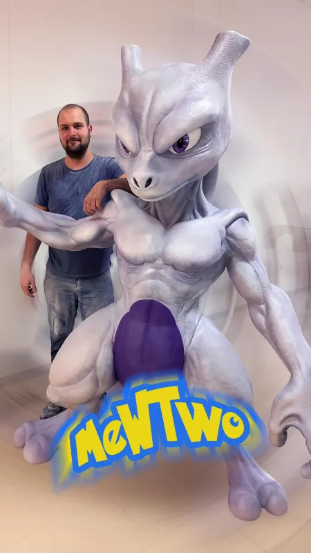 Si creciste con Pokemón… esto te va a volar la cabeza!⚡️🤯 Mewtwo 3D tamaño real pintado a mano!🎨