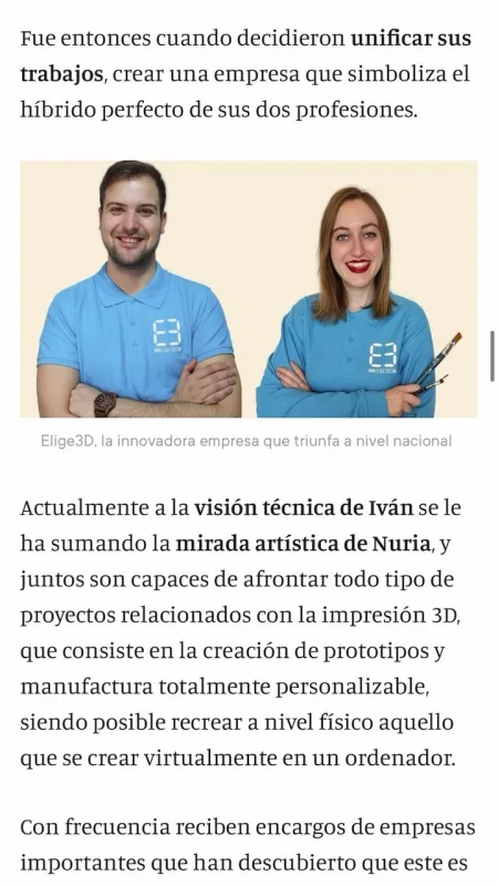 elige3d Estamos muy orgullosos del equipazo ELIGE3D, que forman @ivan.albuixech y @nuria_albesa 🤩Pero sobret…